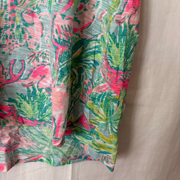 Lilly Pulitzer Women’s Small Pink Elephant Flamingo Alligator Giraffe Safari Top - Picture 4 of 8